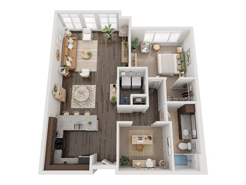 Floor plan for 1 bed, 1 bath, 1108 sqft